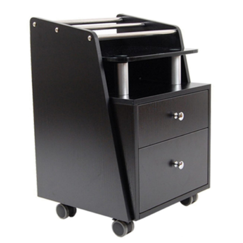 J & A USA Pedi Cart with Glass Top - Black