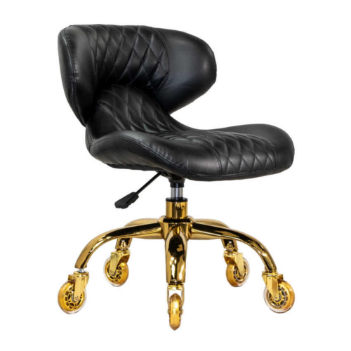 AYC Hugo Pedicure Stool w/Gold Frame & Casters