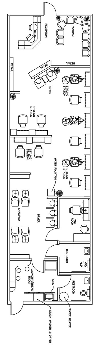 Salon Floor Plan Design Layout - 1435 Square Feet